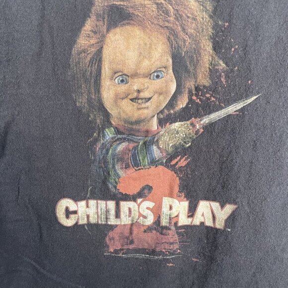 Child’s Play 2 T-shirt Men’s XL Black Horror Movie Chucky Doll Scary - Picture 3 of 5